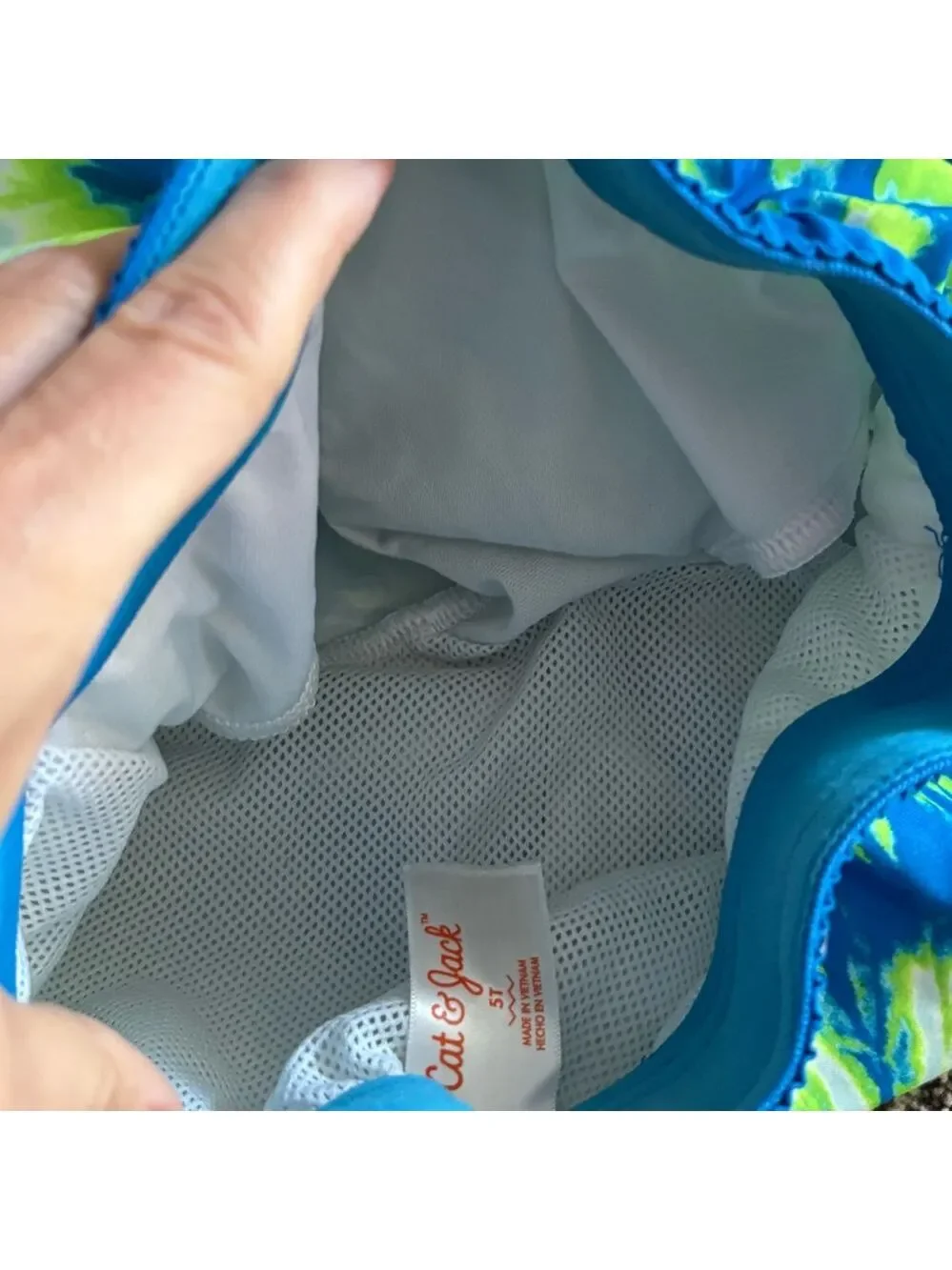 Cat & Jack Blue and Lime Green Tie-Dye Boys Swim Trunks